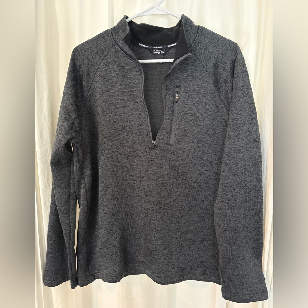 Eddie Bauer Men's 1/4 Zip Radiator Fleece Pullover Sweater - Charcoal Heather